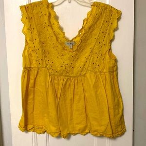 Yellow flowy eyelet top